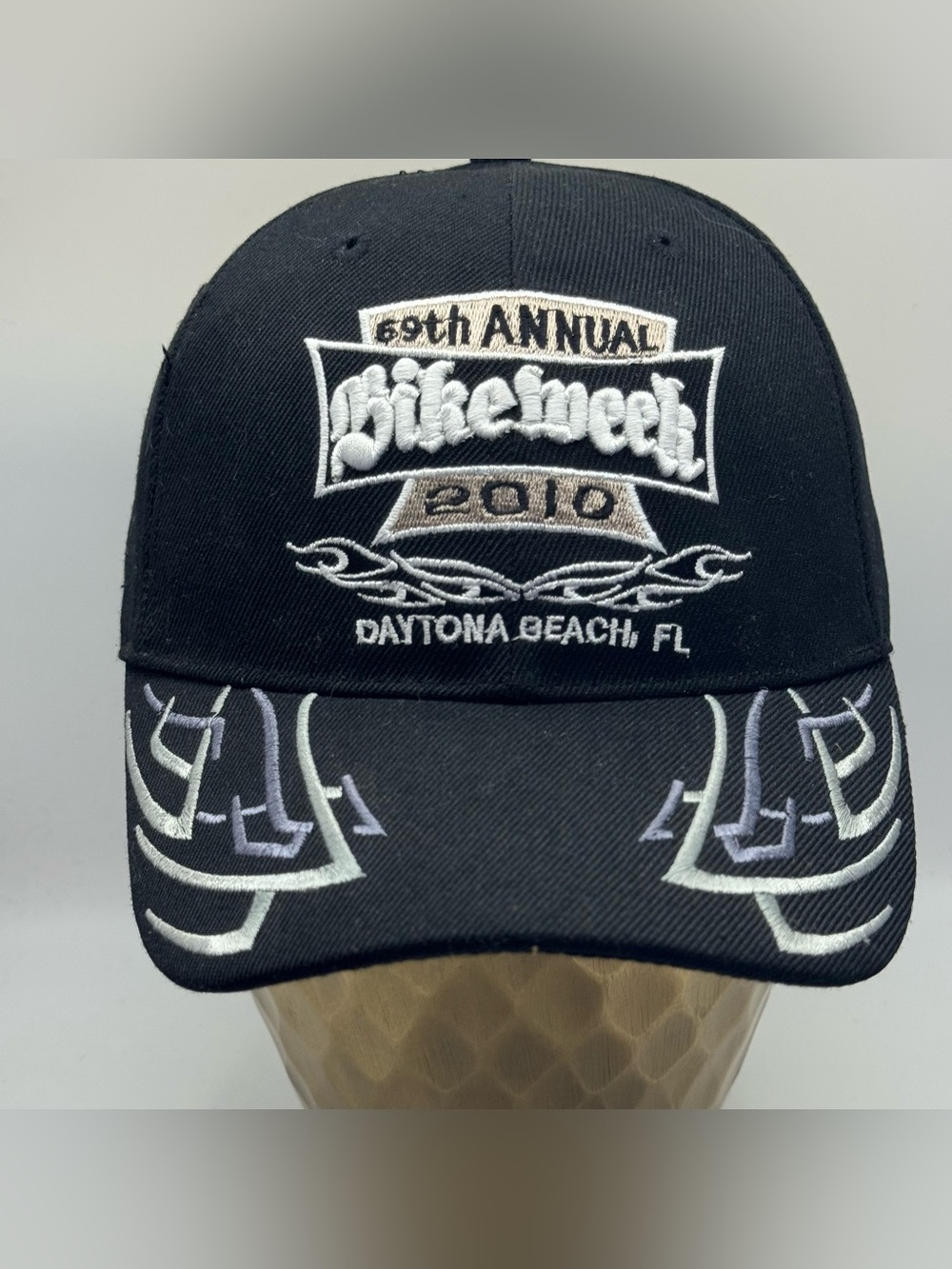 69th Annual Bike Week 2010 Daytona Beach FL Black Adjustable Embroidered hat
